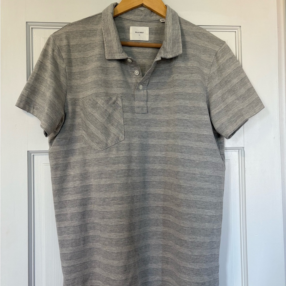 Billy Reid Gray Striped Polo Shirt